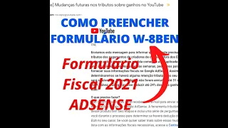 Como Preencher Formulário Fiscal Adsense W-8BEN (2021)