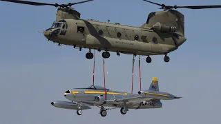 US CH-47 Chinook Lifts Classic Fighter Jet, Heavy Delivery | The World’s Most Iconic Helicopter