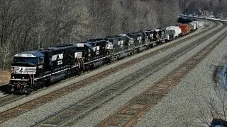 Norfolk Southern Trains under the remaining PRR signals on the Pittsburgh line,  4/4-5/13