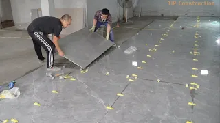 Excellent Techniques In Construction Of Living Room Floors Using Large Size Ceramic Tiles 180x80cm