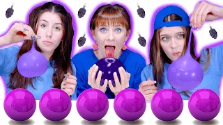 ASMR Purple Food Jelly Balls, Grape Tok Tok Jelly, Sour Candy Spray | Eating Mukbang 먹방