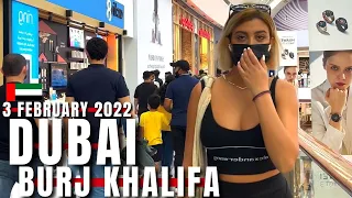 🇦🇪DUBAI 3 FEB 2022 Burj Khalifa,Dubai Mall Walking Tour|4k UHD 60fps