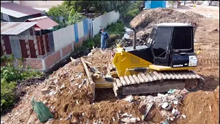 Ep4. Bulldozer Pushing Trash Processing The Land With 5T Dump Truck Unloading Trash In Viilage