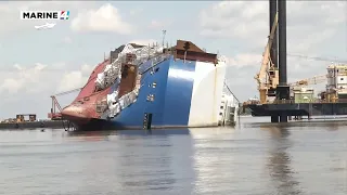 Closer look: Unified Command prepares to begin cutting Golden Ray cargo ship