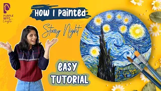 How to paint Van Gogh's Starry Night with Acrylic Paints | Easy Tutorial for Beginners