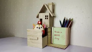 如何用雪糕棒制作多功能房屋收纳箱丨How to make multi-function house storage box with ice cream stick