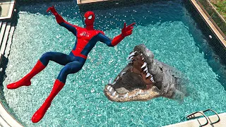 ALLIGATOR vs SPIDER-MAN - GTA V Water Ragdolls Jumps/Fails (Funny Moments) Ep.145