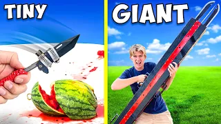 Tiny vs GIANT Homemade APOCALYPSE Weapons! *BEST WEAPON WINS*