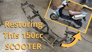 Scooter restoration on a TIGHT Budget!!  start to finish.