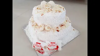 Simple RAFFAELLO CAKE decoration😋😋😋