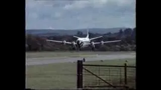 Vickers Vanguard of Air Bridge a perfect landing at Woodford Air Show G-APEJ 22/6/91 (R.Griffith)