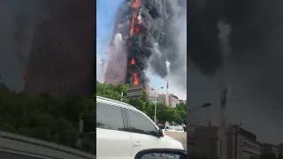 Fires engulfs 42-storey skyscraper in central Chinese city of Changsha