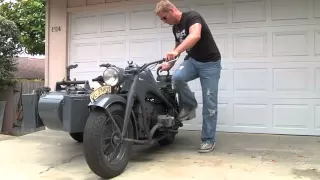 Motorcycle Kick Start Demonstration: 1942 Zundapp KS750