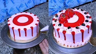 strawberry cake design || strawberry 🍓 cake decorating | HOW TO MAKE strawberry cake 🎂 500 gm cake