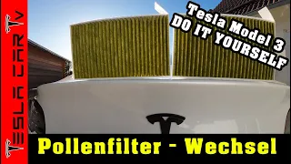 Tesla Model 3 erste Wartung. Pollenfilter bzw. Innenraumfilter wechseln.