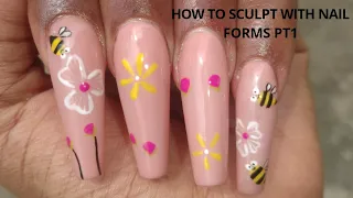 HOW TO SCULPT ACRYLIC NAILS WITH NAIL FORMS pt 1 | #diy #nigeria