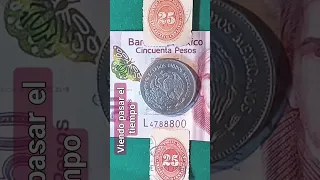 México ayer y hoy / 50 pesos Morelos /  Coyolxauhqui 50 pesos 1984 / Sellos México 25 centavos 1886