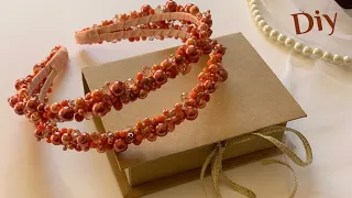 Double Pearl Headband , Diy , How to make headband with pearl beads