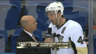 Brooks Orpik OT slapshot goal 4-3, handshakes May 11 2013 Pittsburgh Penguins vs NY Islanders NHL