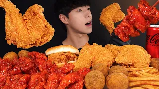 ASMR MUKBANG FRIED CHICKEN & FRENCH FRIES & CHEESE BALLS & CHICKEN SANDWICH EATING SOUNDS