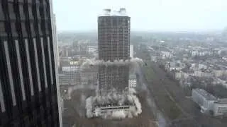 Sprengung 116 Meter Hochhaus (AfE-Turm) in Frankfurt am 02.02.2014 - Full HD, Zeitlupe & Opferkamera