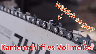 Kantenschliff vs Vollmeißel | Wer ist schneller? | HBNB Motorsägen