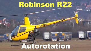 Robinson R22 helicopter engine start, takeoff, autorotation and landing