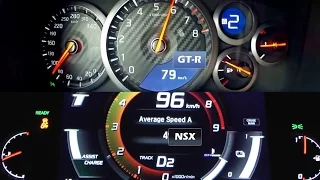 Nissan GT-R vs Honda (Acura) NSX 2017 0-200km/h acceleration