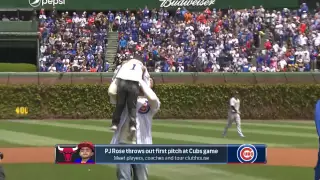 Derrick and PJ Rose throw the first pitch at Wrigley