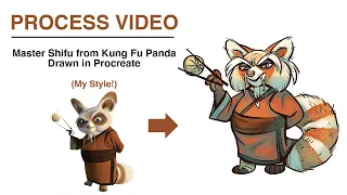 Shifu from Kung Fu Panda Fan Art Procreate Process Video