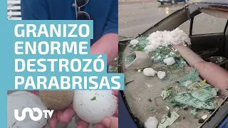 Granizo sorprende a Coahuila; rompe cristales de automóviles