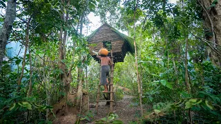 How to Build The Most Secret Tree House to Live in the Wood, Jungle Survival Solo Build