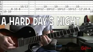 Hard Days Night Chords Beatles Guitar Tab / Guitar Lesson with Solo Tabs