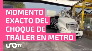 Exclusiva: video del choque del tráiler contra barda de Línea 5 del Metro CDMX