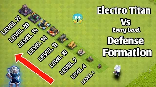 Electro Titan VS Every Level Defense Formation | clash of clans