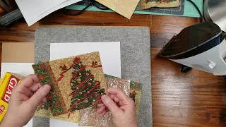 Applying a paper napkin to an envelope