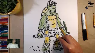 Крутой Микеланджело Черепашка Нинджя / How to draw a ninja turtle. TMNT