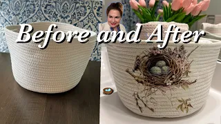 Dollar Tree + Decoupage Rope Baskets | Amazing Ways to Decorate with Napkins!!