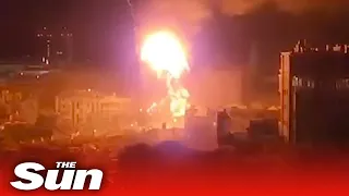 Giant fireball erupts over Russian city as Ukrainian kamikaze drones strike