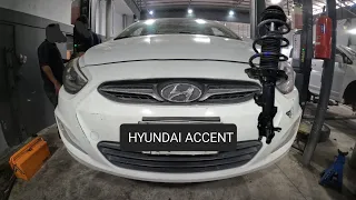 replacing complete quick strut for 2012 2013 2014-2017 hyundai accent #suspensionsystem #hyundai