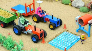 Diy tractor mini Bulldozer to making concrete road | Construction Vehicles, Road Roller #44