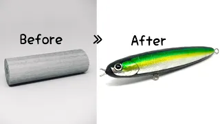 Making a Floating Pencil Bait / Until the Round bar becomes a lure.