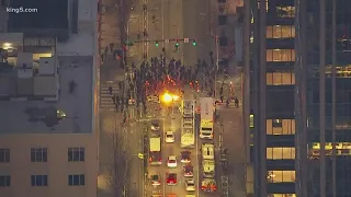 Demonstrators arrested during destructive march in downtown Seattle