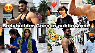 When bodybuilder in local Area in gym Vest 😍|| public Reaction || Bhuvi fit vlogs