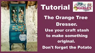Orange tree dresser. Decoupage Tutorial, How to use Inlays and a Potato.