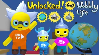 WE UNLOCKED THE MAD SCIENTIST, GLOBE & TIN FOIL HATS & SECRET SERVICE GLASSES IN WOBBLY LIFE