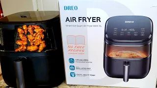 6.8qt Dreo Air Fryer Pro Max 11-in-1 Digital AirFryer with see through window Unboxing + First Cook