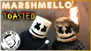 MARSHMELLO HELMET TOASTED! - How To Make a "Light Up" Marshmello Mask Roasted Version