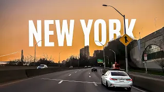 New York City 4K🗽Sunrise Drive Uptown Manhattan To Newark Airport