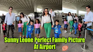 Bollywood Hotie Sunny Leone With Beautiful Family Son,Daughter & Husband Spotted At Mumbai Airport